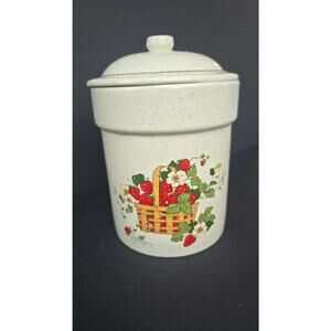 Treasure Craft Cindy Sims Strawberry Cookie Jar 8 In Speckled Stoneware Canister